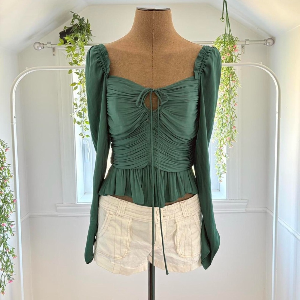 Elegant Green Ruched Women's Top